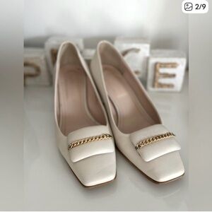 Napoleoni Italy Ivory Leather Heels – EU 39 / US 9 ✨